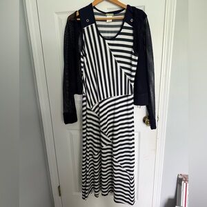 Dolcezza Striped Navy and White Dress